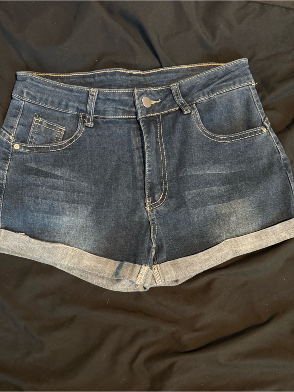 SHEIN Dark Blue Rolled-Hem Denim Shorts size medium